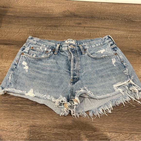 Agolde Parker Distressed Cutoff Jean Shorts Size 31 Color Swampmeet - Picture 1 of 8